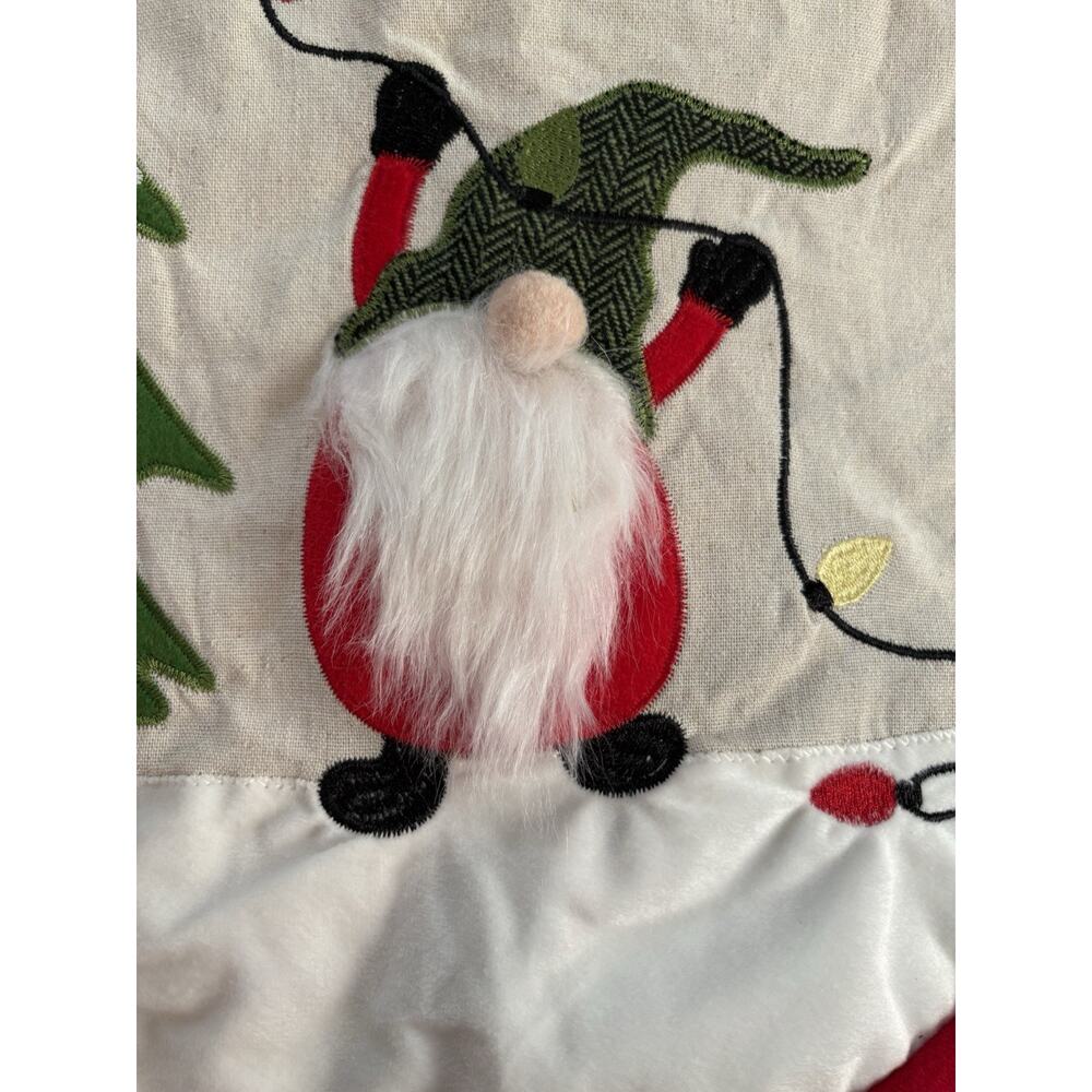 Holiday Time 47" Embellished Christmas Tree Skirt Gnomes Lights Ladder - Picture 3 of 8